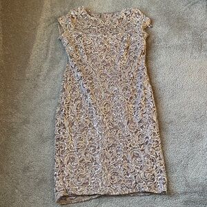 Marina Taupe Lace Sequin Dress SIZE 10